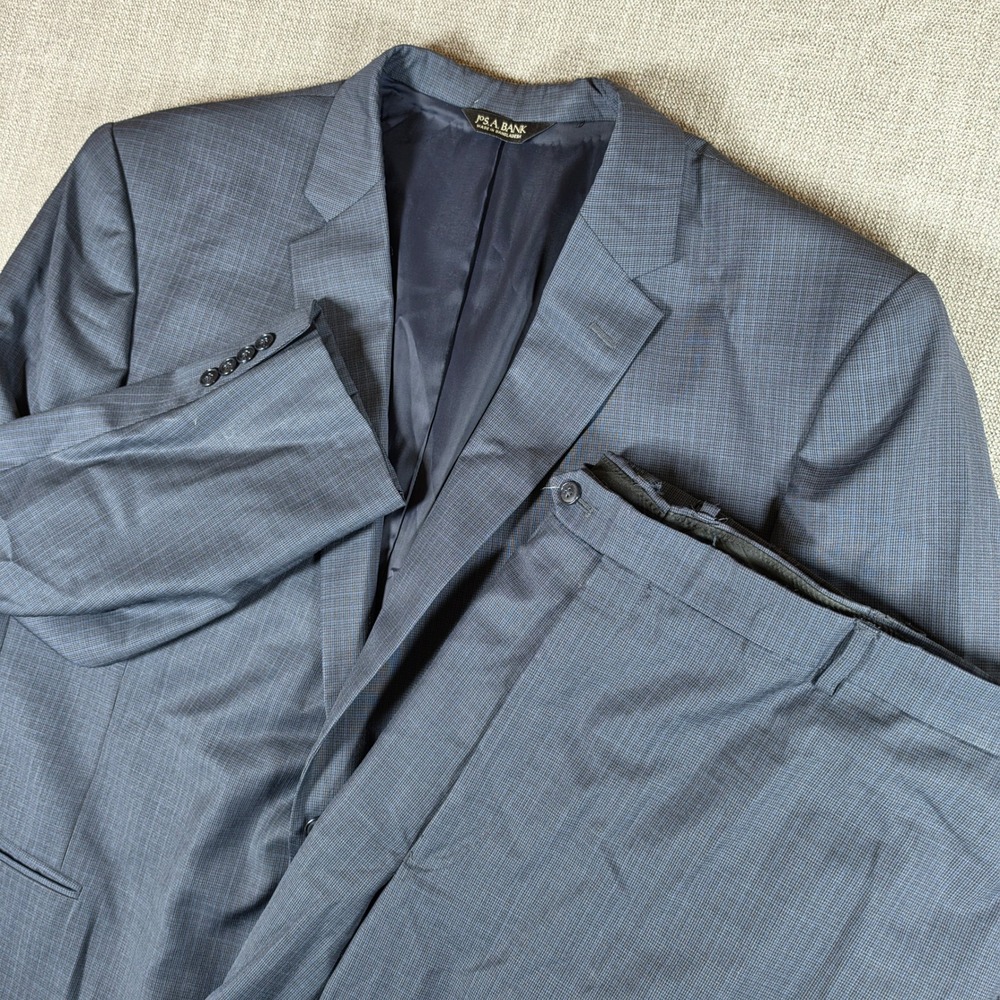 Jos. A. Bank Full Suit Mens 52R Blue Traveler's Collection Tailored 100% Wool